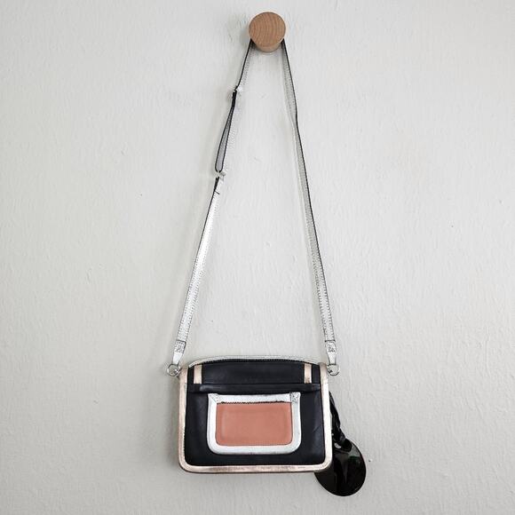 Pierre Hardy Alpha Crossbody Bag Black Lamb Leather Silver Pink Metallic Clutch - Picture 12 of 13